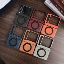 适用华为purax360度旋转磁吸支架新款手机壳皮质商务简约风防摔