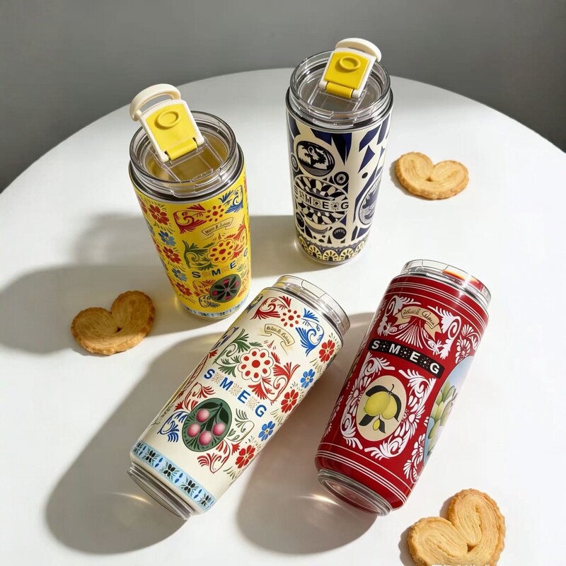 Smeg Co-Branded Sicilian Style 304 Stainless Steel Thermos Cup, High-Looking and Portable Travel Cup, Ins-Style Gift Cup