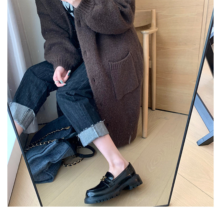 葡萄妈Studiolee英伦风小皮鞋女小金扣圆头一