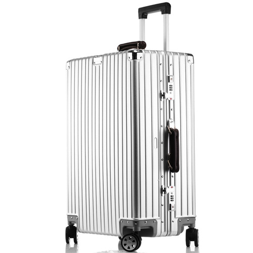 Aluminum-Magnesium Alloy Pull-along Luggage Suitcase with Swivel Wheels for Men and Women, Travel Suitcase with Metal Aluminum Hard Password Case Luggage Bag