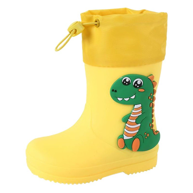 Высококачественные детские резиновые сапоги из ПВХ, приятный для кожи материал, детские резиновые сапоги для мальчиков и девочек, Нескользящие износостойкие оптом с мультяшным динозавром