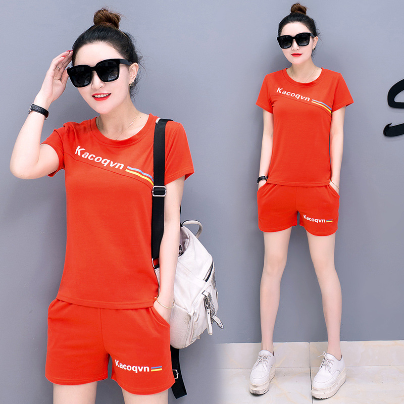 休閑套裝女裝夏季2021新款韓版學生寬松短袖短褲運動服休閑兩件套