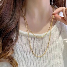 欧美跨境热销超长素蛇骨链极简时尚长项链轻奢小众毛衣链女高级感