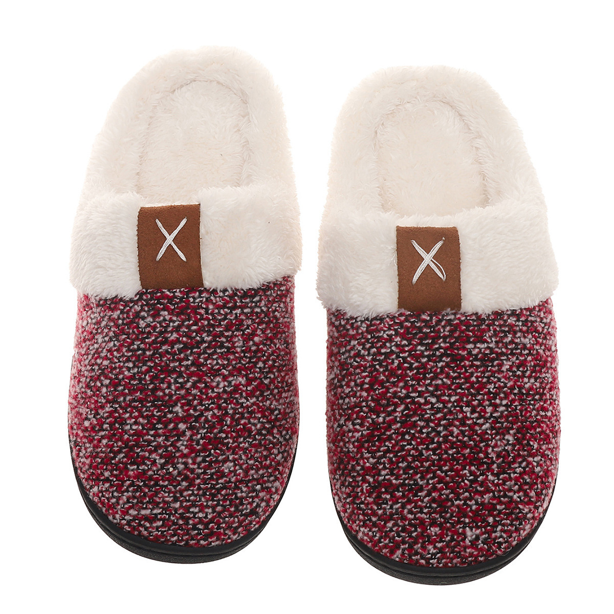 Fluffy slippers Autumn and winter home indoor cotton slippers warm plush slippers with thick soles_ipsvogv.com
