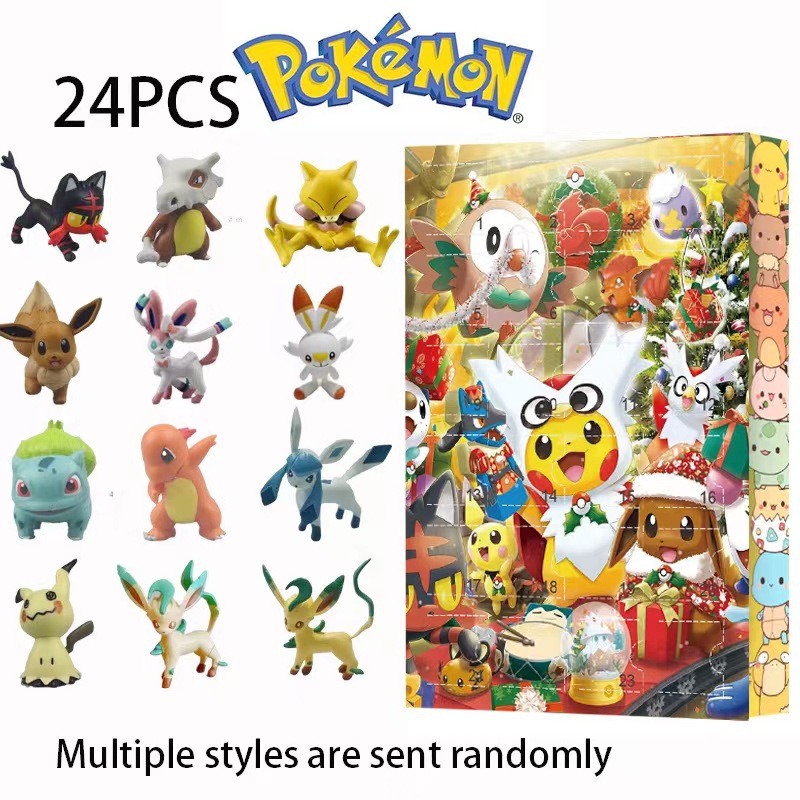 thumbnail image 1 of Calendario de Adviento de Navidad de Pokémon Pocket Monster, caja sorpresa de Navidad con elfo mascota de Pokémon, 24 piezas, 1 of 5