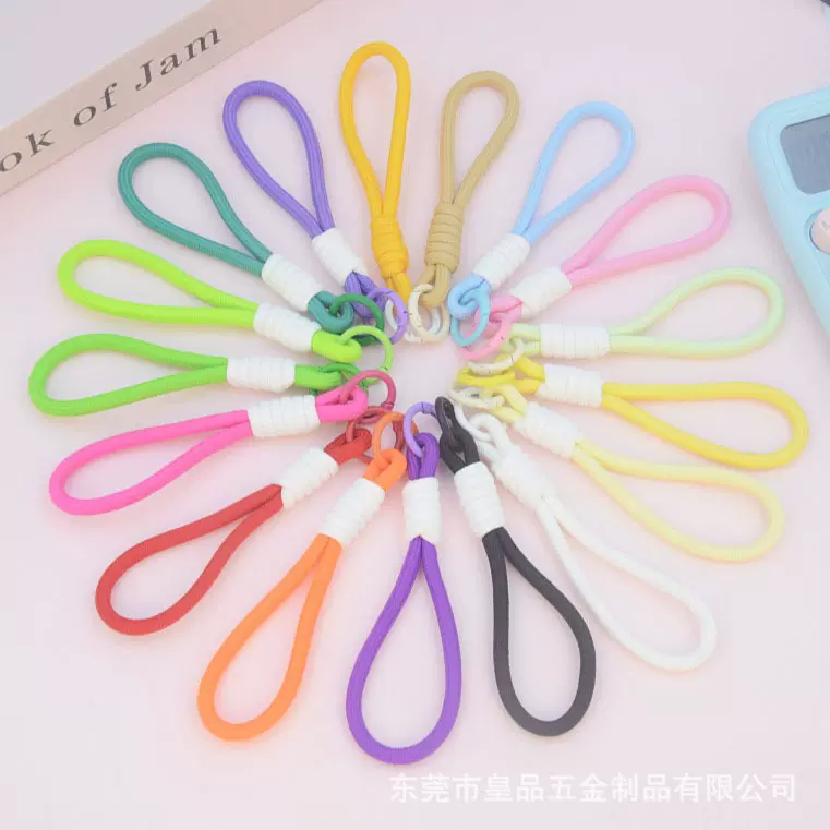 手机挂绳糖果色玩偶钥匙扣水杯挂件拼色短款编织绳防丢吊绳手腕带