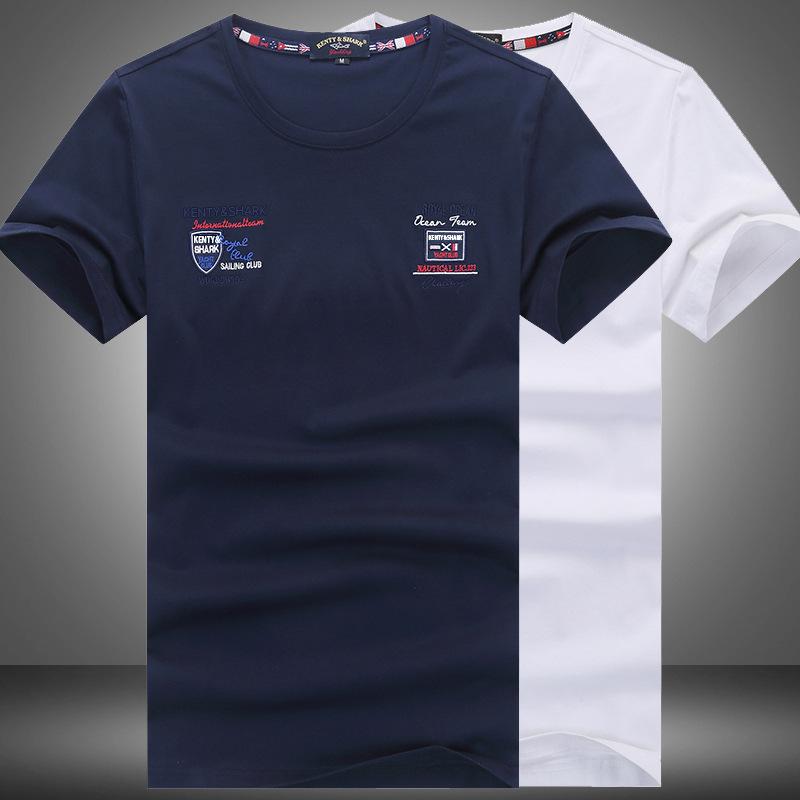 [PA standard] Kendi shark summer men's short sleeve T-shirt mercerized cotton base shirt large size printed T-shirt 525