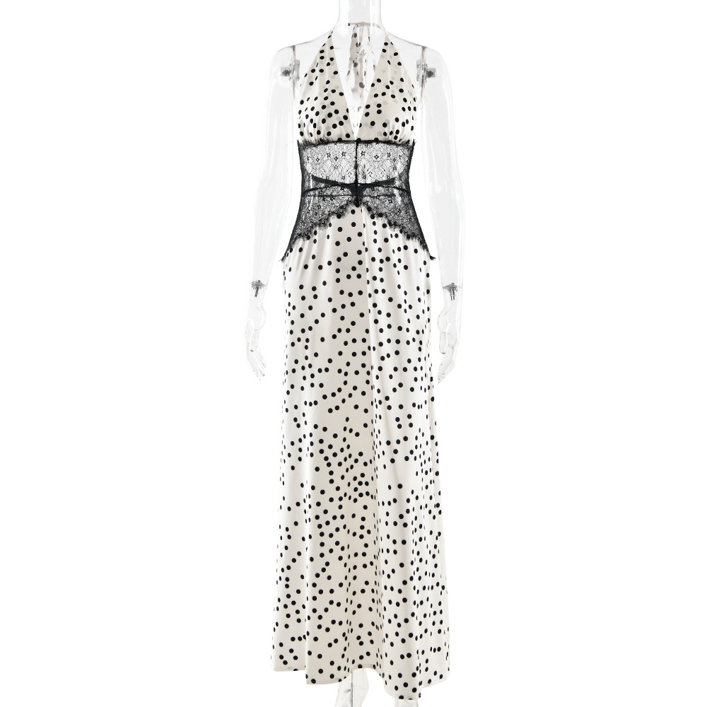 Elegantes Damen Bodysuit Mit Spitzen Und Polka-dot-muster_voghion.com