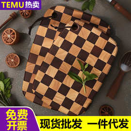 橡胶木棋盘格菜板双面切菜板加厚实木砧板大号水果切板木质案板