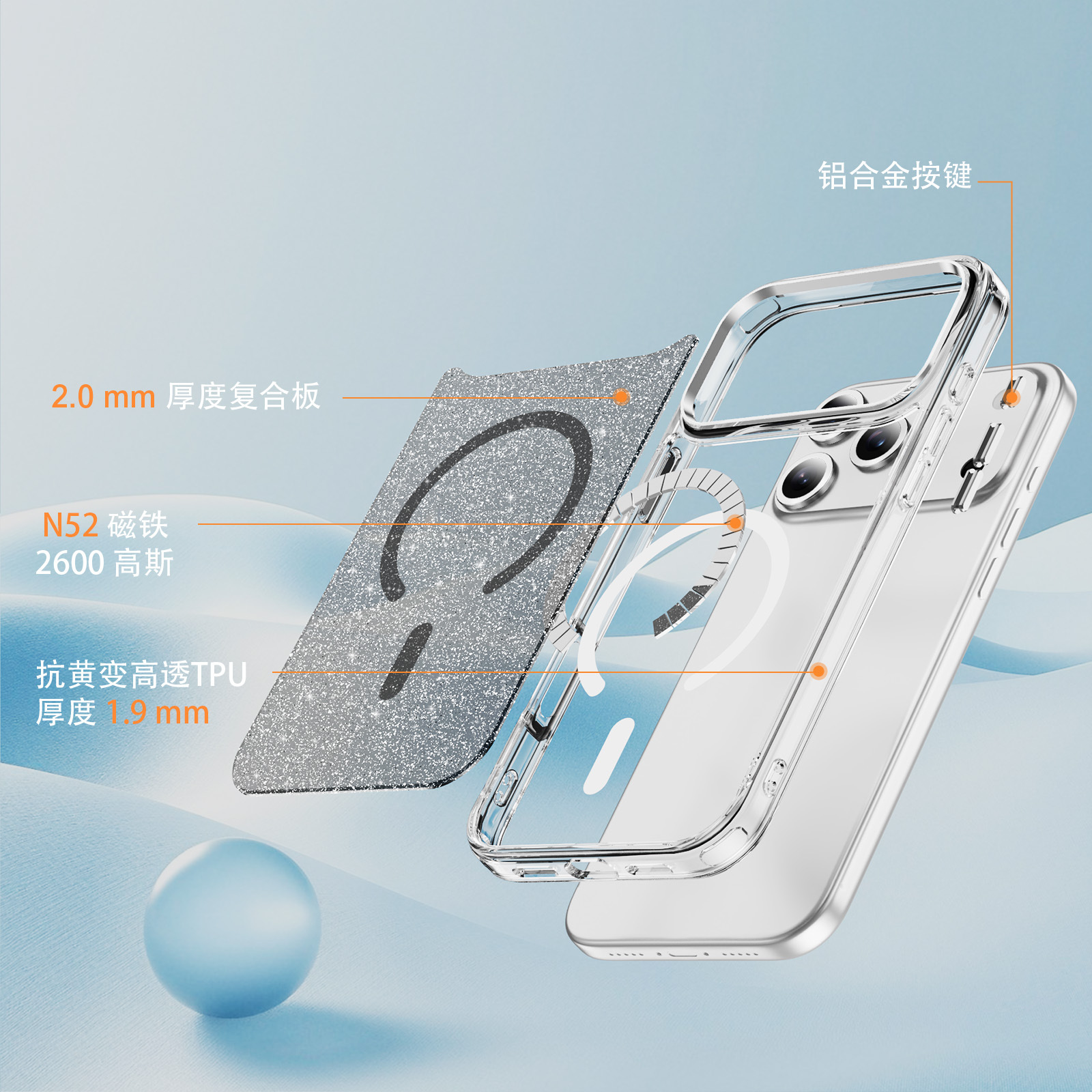 Funda para teléfono móvil iPhone 17 Pro Max, transparente, anticaídas, con anillo magnético brillante, funda protectora anticaídas para Apple 16/15