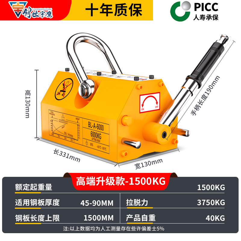고급 업그레이드 모델 [1.5톤] 마그네틱 크레인(절대로 소자되지 않음)(PICC 수명 보험)