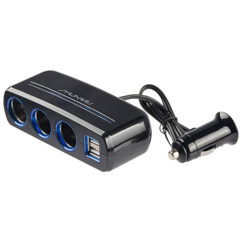 Car one-to-three cigarette lighter dual USB car cigarette lighter car mobile phone charger car one-to-three car charger