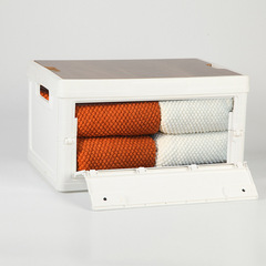 Side Open Outdoor Exposed Revenue Collection Box Side Open Folding Box Wooden Cover Organizing Box Large Capacity Camping Car Storage Box 