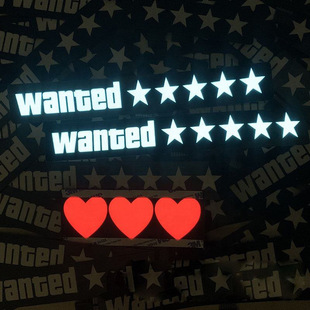 led car stickers red heart-shaped programming luminous cold light el car stickers 3v drive Red Star luminous led car stickers