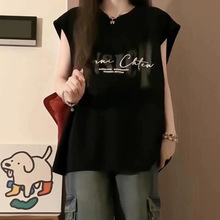 美式复古高街风ins国潮牌大码无袖坎肩背心T恤女夏季情侣运动上衣