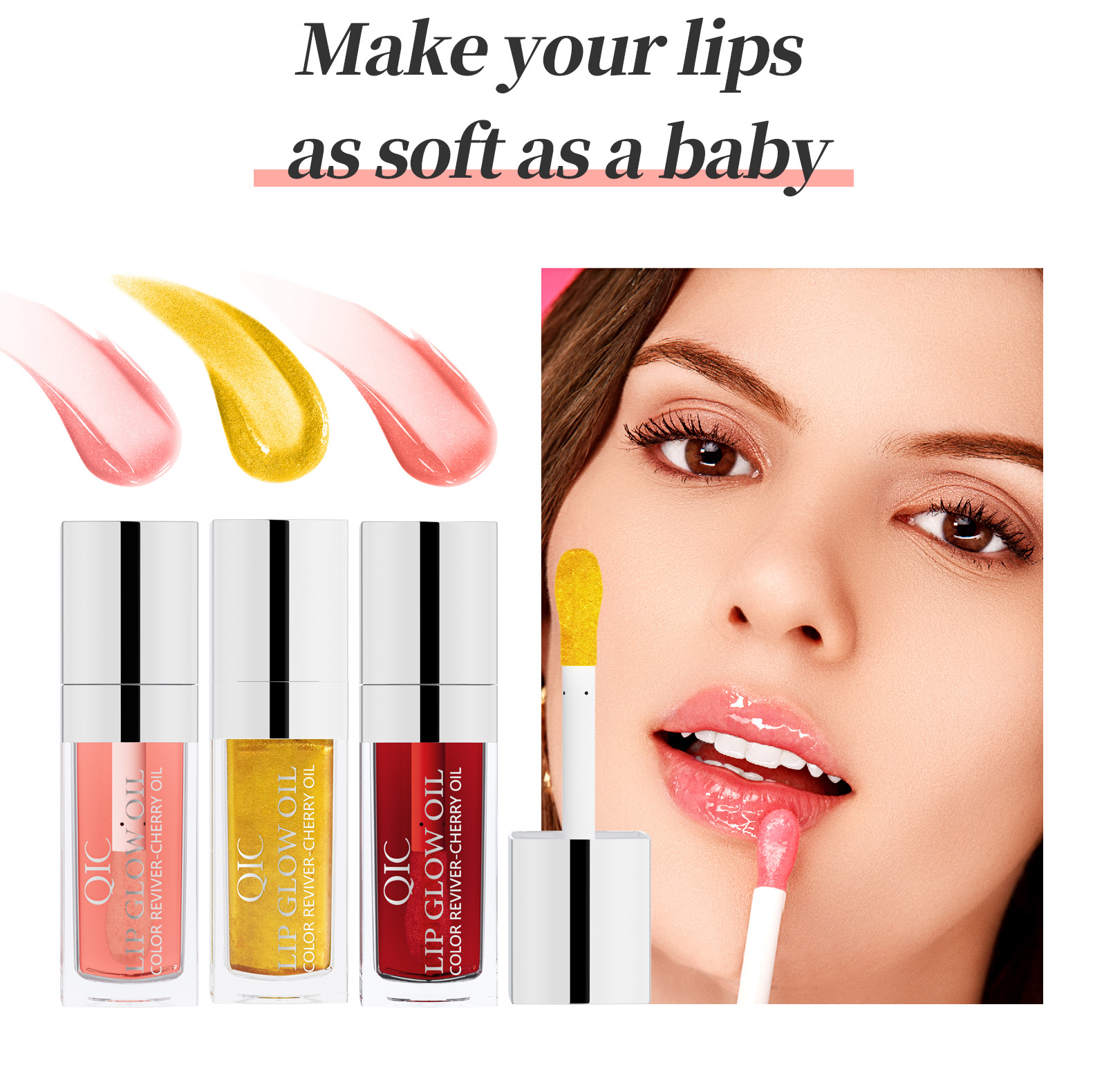 QIC Qini Lip Moisturizing Oil Moisturizing Lip Balm Transparent Dudu Lip Gloss Glass Lip Moisturizing Oil Cross-border bestsellers Application Scenario