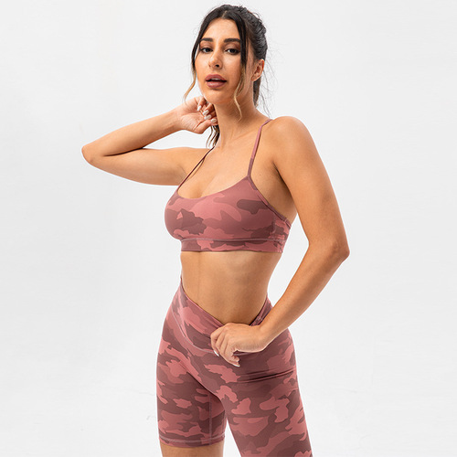 Sports bra women's summer outer wear shockproof push-up fitness top antibacterial beauty back camouflage yoga bra bra