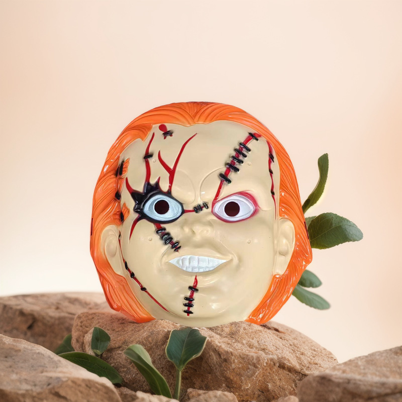 thumbnail image 1 of Disfraces de Halloween 2024 Máscara de terror de Halloween Muñeco fantasma Accesorios de disfraz de película de fantasmas Máscara de plástico de muñeco Chucky, 1 of 5