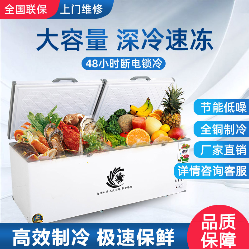 圣凯冰箱冰柜商用冷冻柜大容量节能卧式冷藏保鲜冷冻单双温展示柜