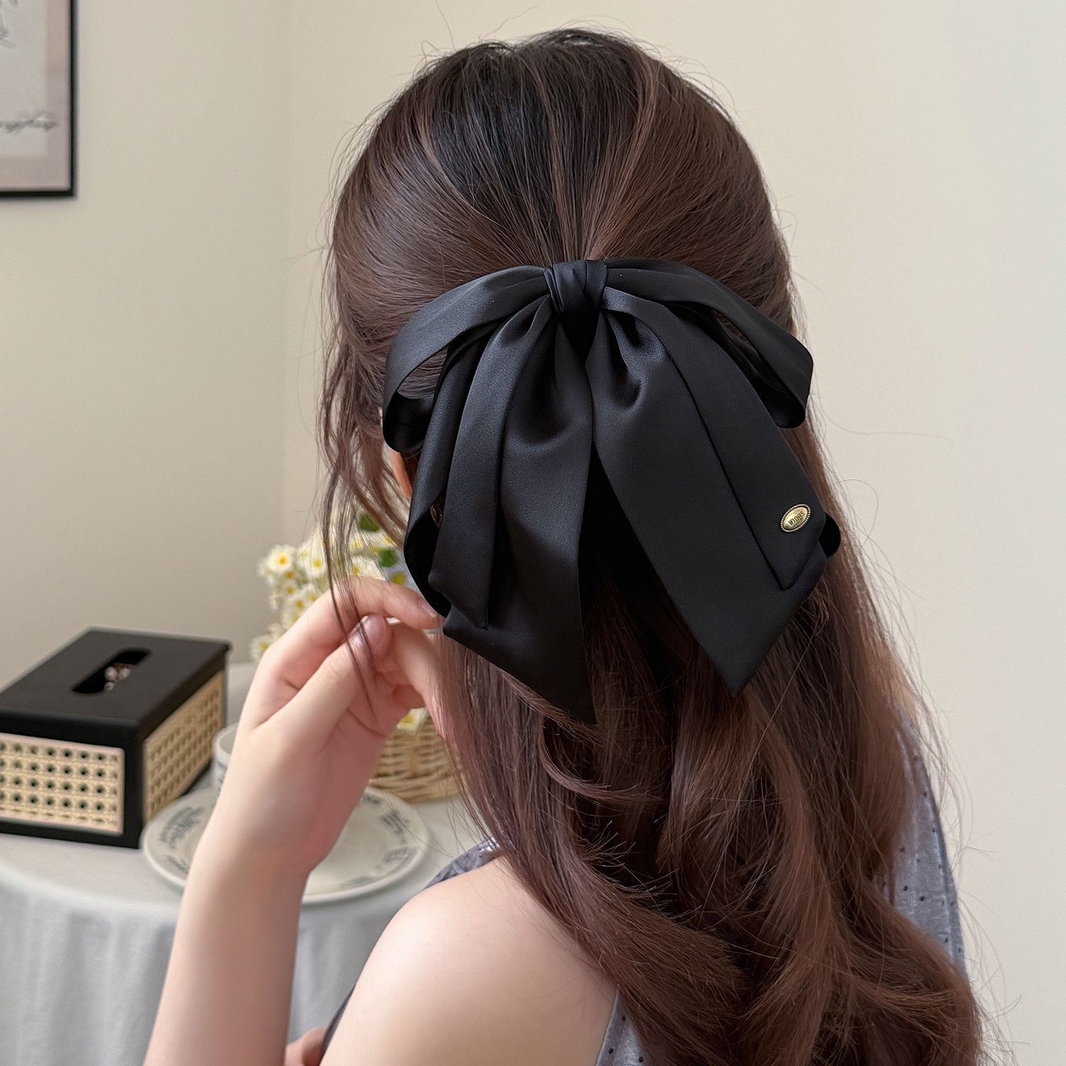 2025 Nuovo stile coreano elegante fiocco nero fermaglio per coda di cavallo versatile accessorio per capelli squisito_voghion.com