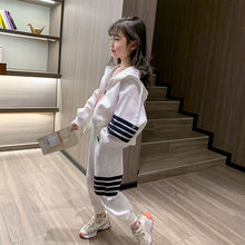 跨境23新款韩版儿童开衫外套宽松连帽运动卫衣两件套潮一件代发