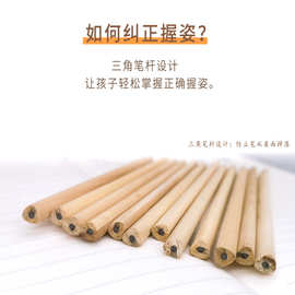 笔海HB2B三角六角圆杆好写不断芯不喷漆白木学生铅笔可按LOGO制作