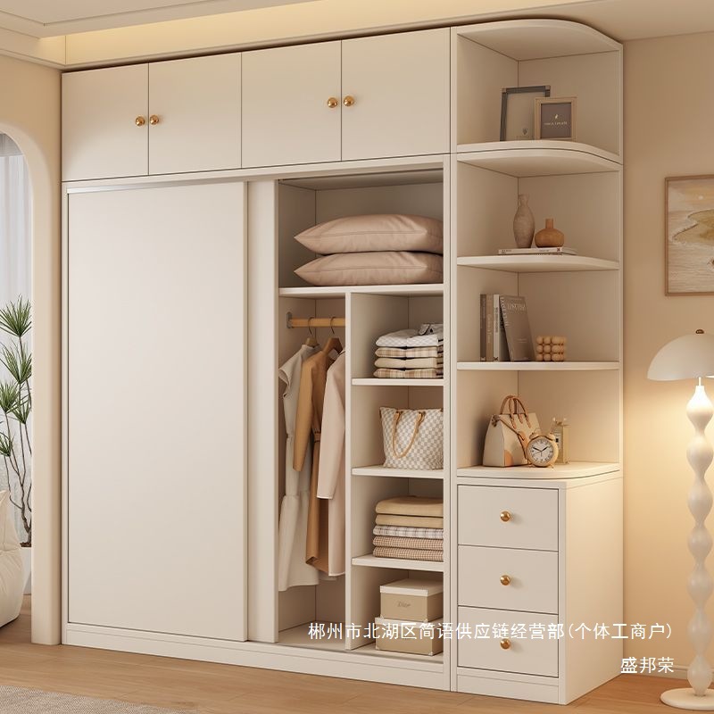Fábrica directa puerta deslizante armario dormitorio doméstico fácil de ensamblar armario de alquiler económico pequeño y duradero image 1