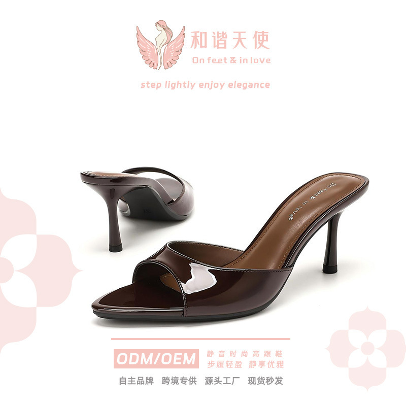 Pointed Toe Open-Toe High-Heeled Sandals for Women, Stiletto Heels, Simple One-Strap Champagne-Colored Peep-Toe High-Heeled Slippers, Cross-Border Supply Pointed Toe Open-Toe High-Heeled Sandals for Women, Stiletto Heels, Simple One-Strap Champagne-Colored Peep-Toe High-Heeled Slippers, Cross-Border Supply