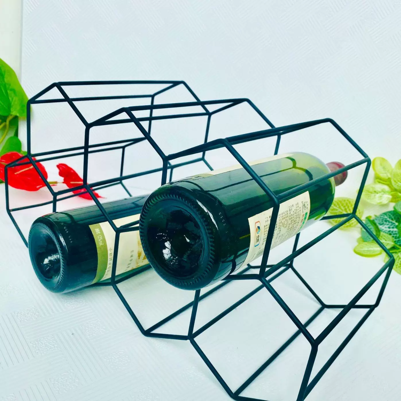 厂家批发简约现代高档双层铁艺金色酒架酒吧创意红酒架酒柜摆件