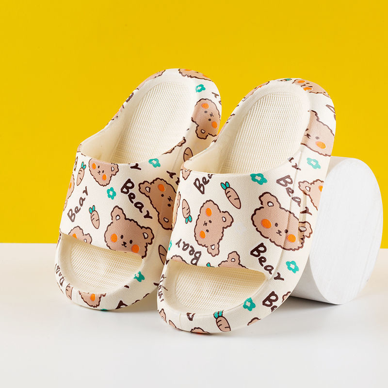 Zapatillas infantiles de dibujos animados para niñas oso baño antideslizante suave fondo integrado interior hogar niños verano zapatillas frescas