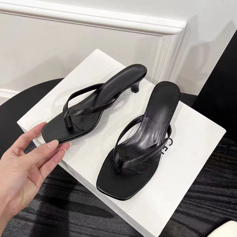 Grape Mom's New Summer Style Flip-Flops with Square Toe and Kitten Heel for Women