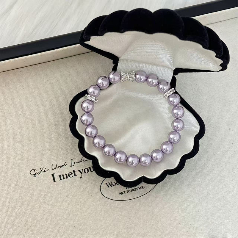 Purple Elegance: French-style purple glossy pearl bracelet for women, elegant and versatile, a gentle gift for a best friend