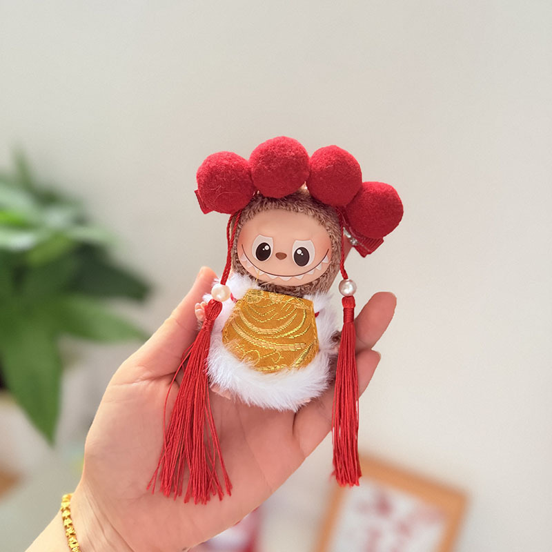 迷你版4.0LABUBU搪胶脸毛绒盲盒玩偶衣服圣诞套装小鼻嘎心底密码|undefined
