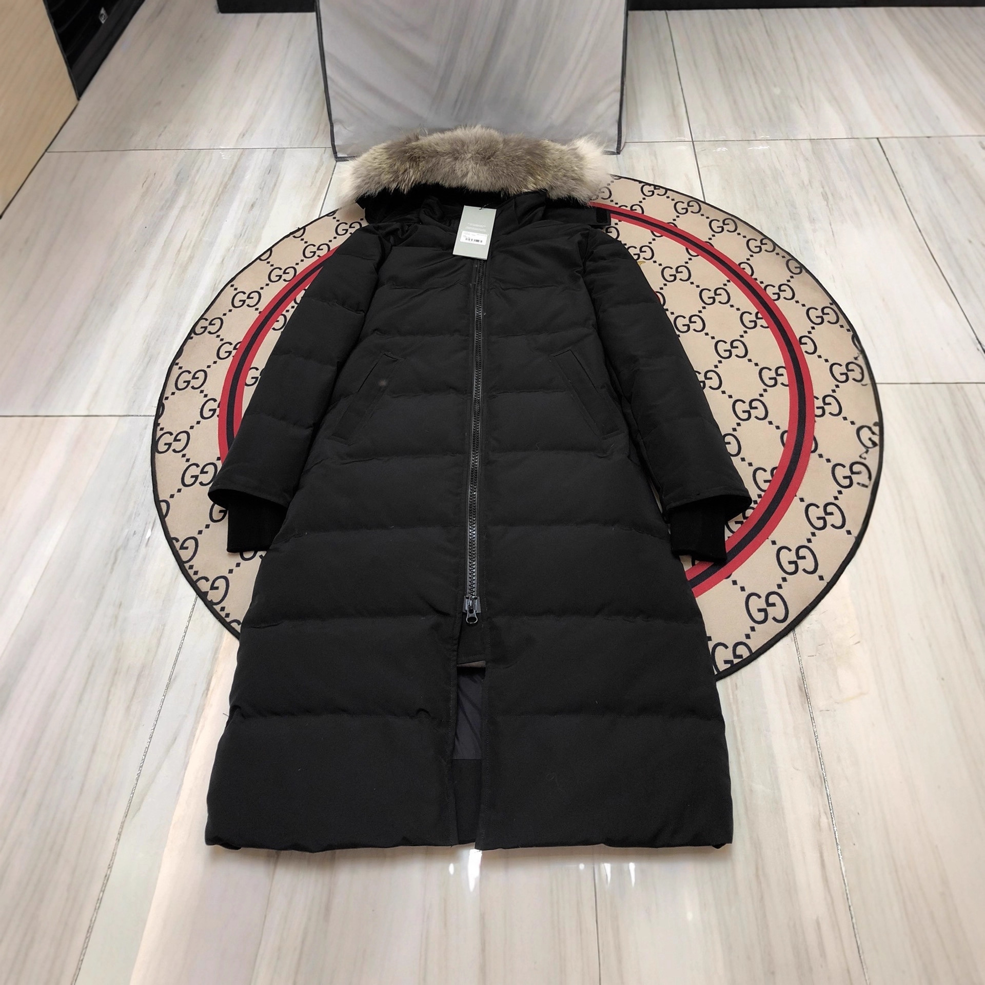 Mystique Cross-Border Goose down Jacket 22 Canadian Same Style Women's Extra Long Outwear Wolf Fur Collar