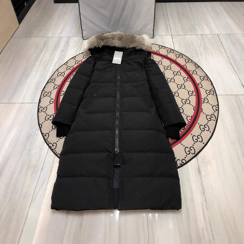 Mystique Cross-Border Goose down Jacket 22 Canadian Same Style Women's Extra Long Outwear Wolf Fur Collar