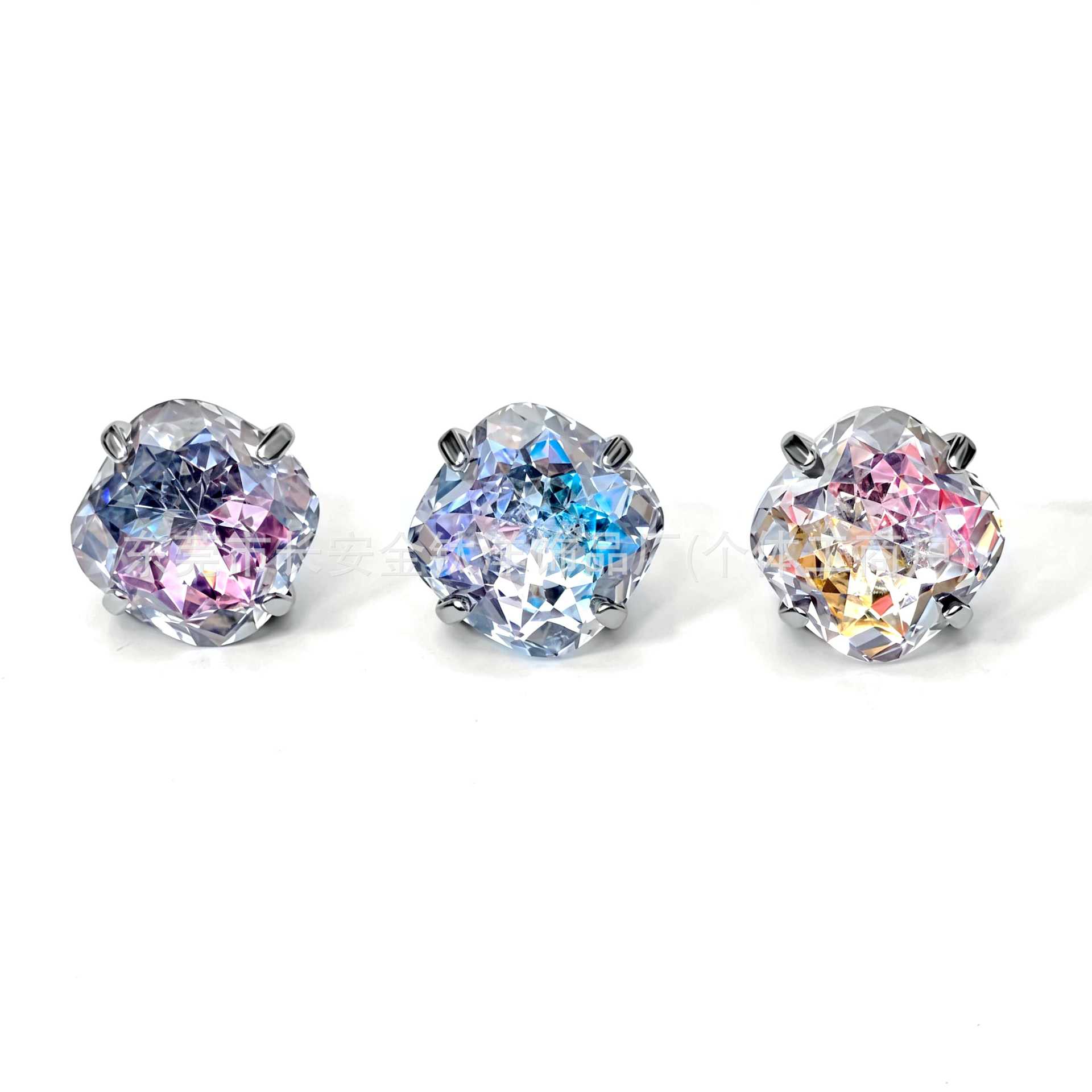 F136 Titanium Round Base Claw-Set Gradient Lip Stud Earrings, Ear Bone Studs, G23 Titanium Alloy Piercing Jewelry detail image 7