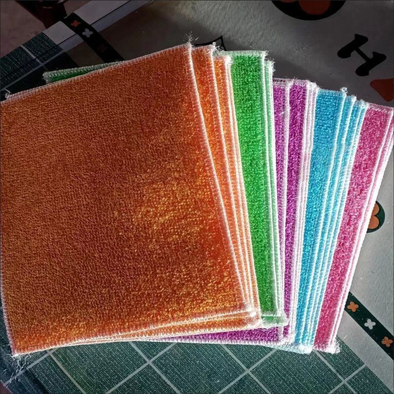 Double-Layer Thickened Bamboo Fiber Dishcloth, Carbon Fiber Cleaning Kitchen Cloth, Scouring Pad for Household Use