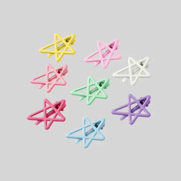 Dopamine Color Star Hairpin 4.3cm Side Bangs Hairpin Five-Pointed Star Cut Out Duckbill Clip Ready for Sale