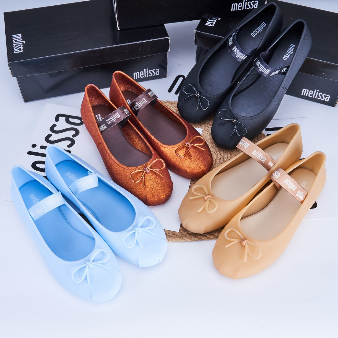 Melissa's New Dance Shoes with Bow, Round Toe, Pleated Dance Shoes, Elastic Band, Flat Shoes, Women's Fragrant Shoes