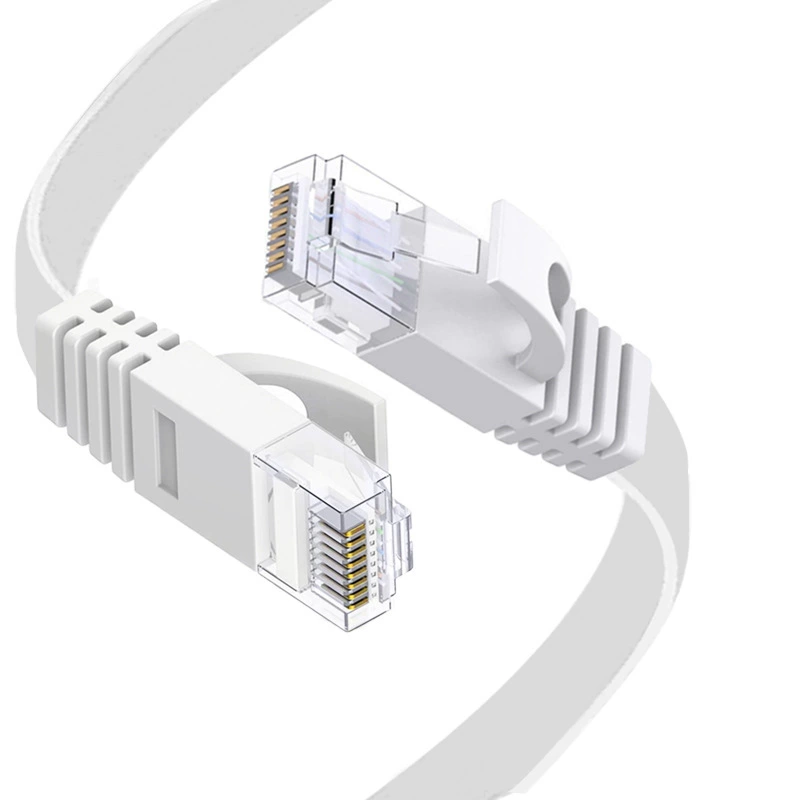 Плоский белый сетевой кабель категории 6 CAT6, бескислородная медь, гигабитный, ультратонкий, готовый патч-корд