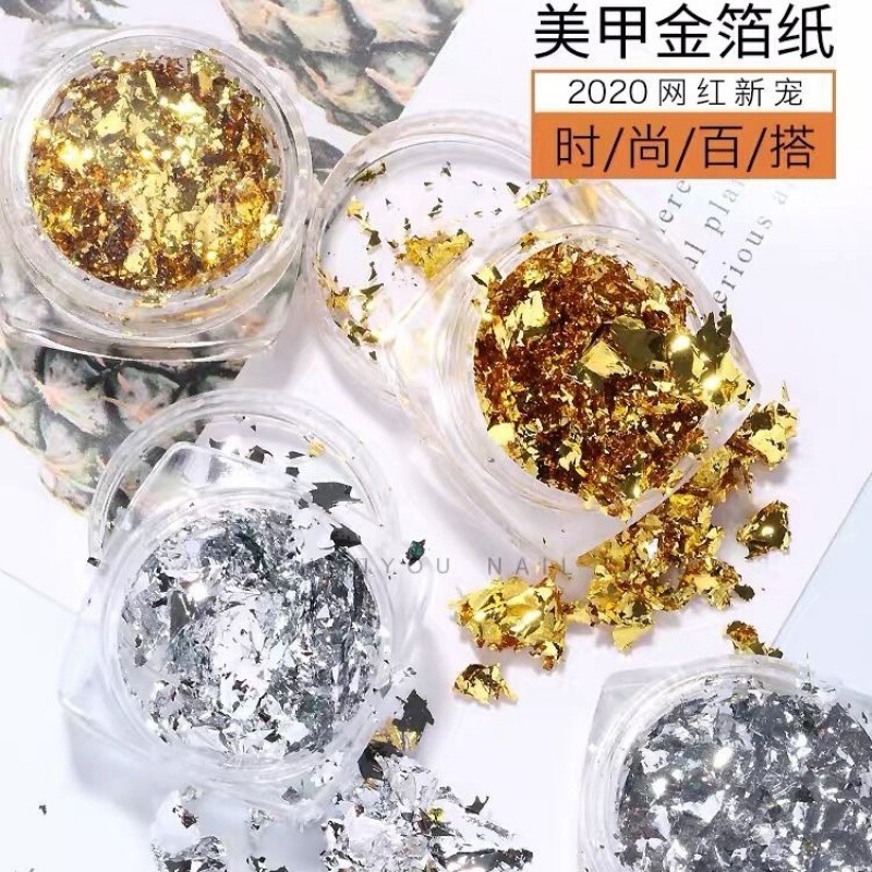 Color Nail Art gold foil paper tin foil fragments new platinum paper tin foil gold foil paper gold foil paper nail decorations