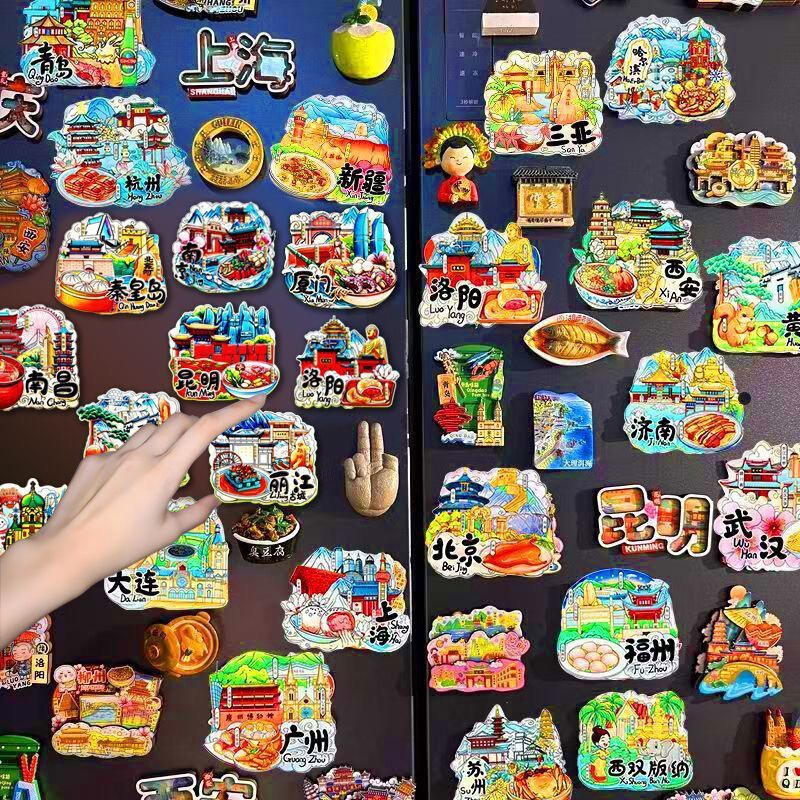 Internet-Famous Architectural Landmarks, National City Acrylic Fridge Magnets, Large Magnets, Tourist Attractions, Travel Souvenirs