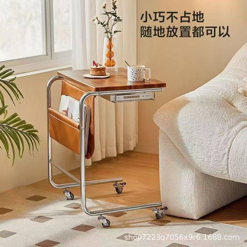 Medieval Style Storage Rack Desk Home Writing Desk Movable Computer Desk Sofa Side Table Home Floor-Standing Office