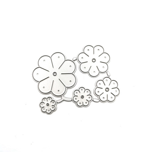 Scrapbooking DIY cutting dies, carbon steel, floral die set template with five flower centers and petals
