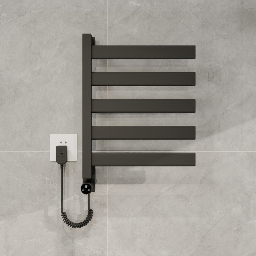 espacio transfronterizo aluminio inteligente toalla de calentamiento eléctrico calefacción de temperatura constante inodoro sin perforación estante giratorio de acero inoxidable