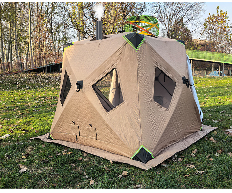 1-2 Person Flip Over Ice Fishing Shanty Thick Thermal Insulated Ice Fishing Tent Wind Resistant Portable Ice Shelter for Hardwater Fishing
