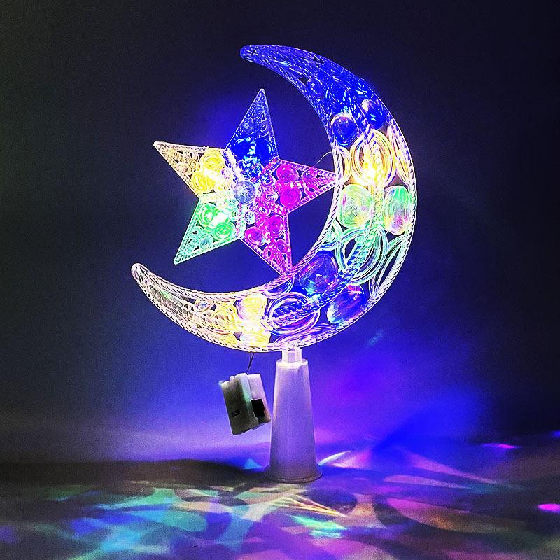 Nuevo árbol de Navidad LED decoración de estrella de luz transparente caja de baterías de color cálido cable de cobre con lámpara de estrella pentagonal transfronteriza