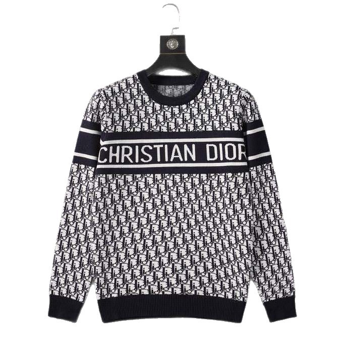 Estación europea para 25 otoño y invierno lujo ligero nuevo estilo de letra D impresa de cuello redondo jersey suéter de punto para hombres y mujeres