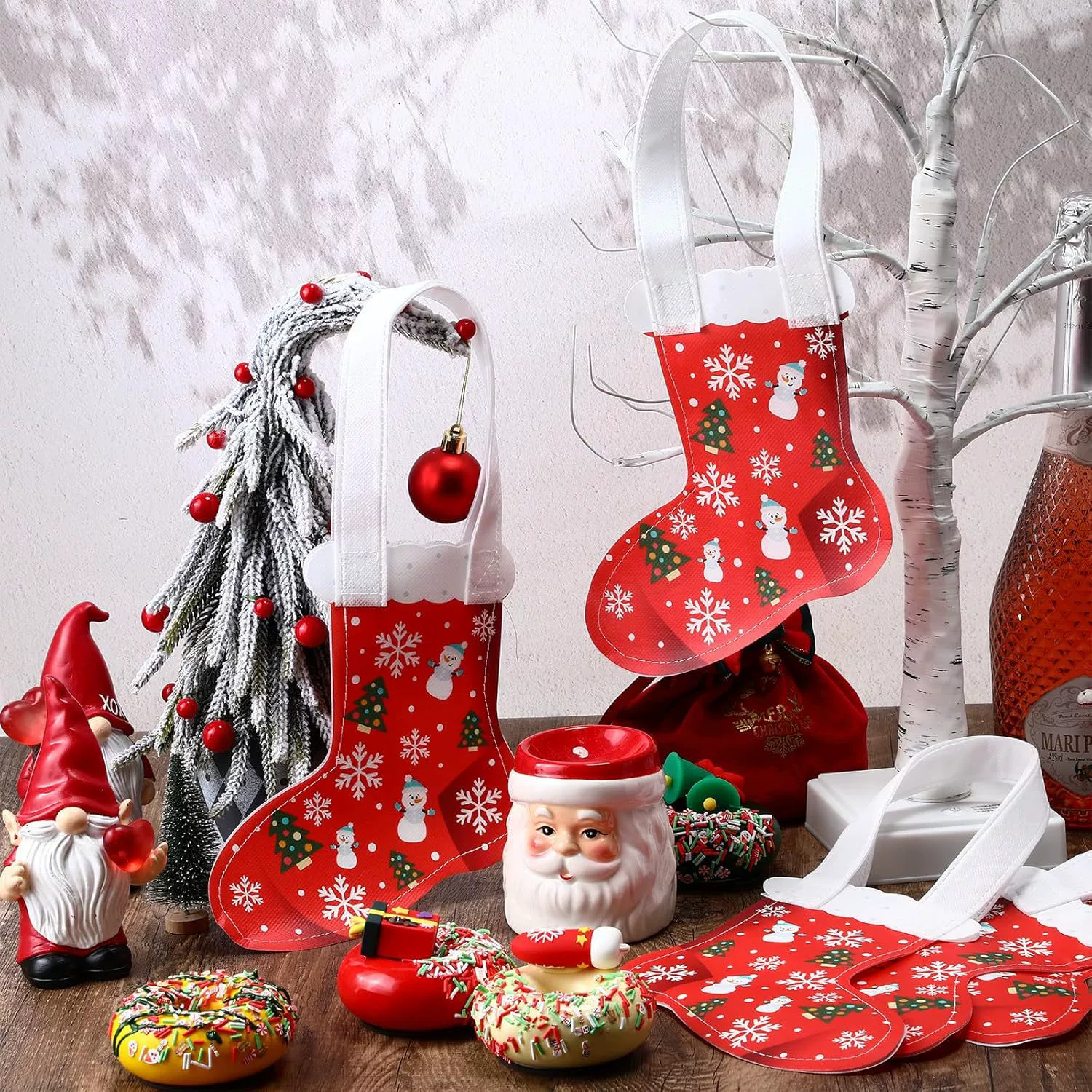 Готовые трансграничные рождественские пакеты для фруктов, нетканые пакеты, подарочные пакеты, пакеты для вечеринок, пакеты для конфет, праздничные сумки-тоут