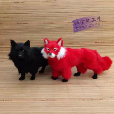 仿真狐站姿狸摆件狐仙黑狐白狐赤狐红狐狸精女友礼物摆件|ms
